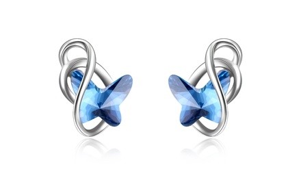 Sterling Silver Crystal Butterfly Earrings Made with Swarovski Elements