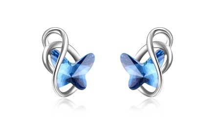 Sterling Silver Crystal Butterfly Earrings Made with Swarovski Elements