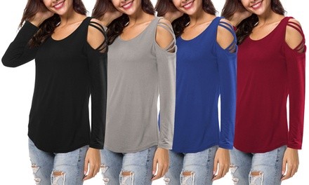 Women's Long Sleeve Solid Criss Cross Top