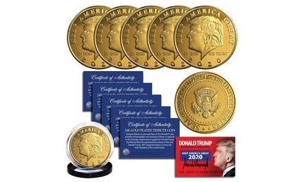 Donald Trump 2020 Keep America Great 24K Gold Clad Tribute Coin (5-Pack)