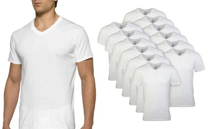 Gildan Men's White V-Neck Undershirt  (12-Pack)