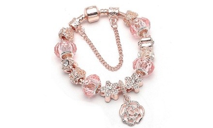 18K Rose Gold Plated Crystal Charm Bracelet Made With Swarovski Elements by Mina Bloom