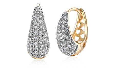 Valentines Crystal Pav'e Earrings Set in 18K Gold By Golden NYC Jewelry 