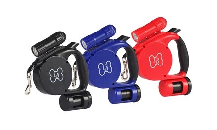 LucyBelle Pets Retractable Leash with Light and Waste Bag Dispenser