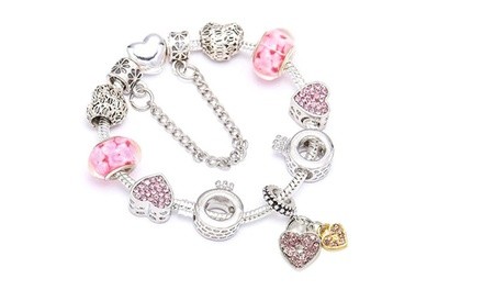 Genuine Murano and Crystal Charm Bracelet with Swarovski Elements