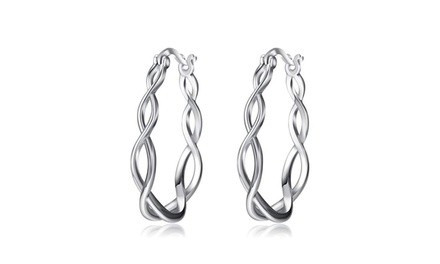 Celtic Hoop Earrings in 14K White Gold Plating by Amy & Annette