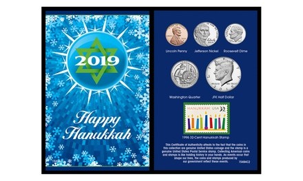 2019 Hanukkah Kennedy, Roosevelt, Jefferson, and Lincoln Coin Card