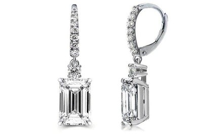 Emerald Cut Crystal Leverback Earrings Made With Swarovski Elements