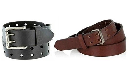 Men's Leather Double Prong Belts (2-Pack)