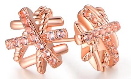 1.20 CTW Lab-Created Morganite Stud Earrings in 18K Rose Gold Plating by Peermont