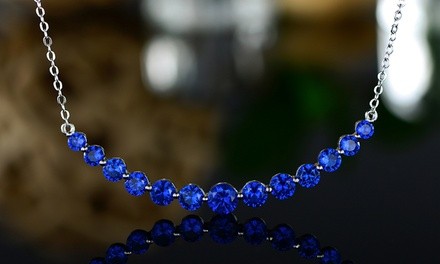 3.75 CTTW Graduated Lab-Created Blue Sapphire Necklace by Peermont
