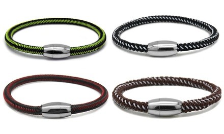 Men's Braided Cable Wire Magnetic Clasp Bracelet
