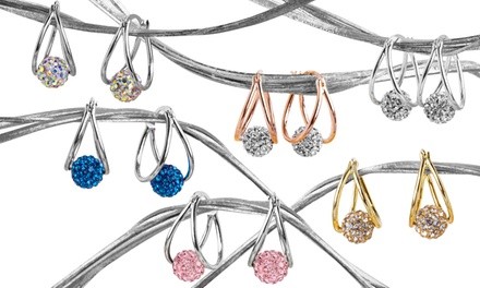 Nina & Grace Rhodium Plated Hoop Earrings Made with Swarovski Elements (Multiple Options) 