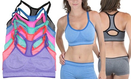 Women's Moderate Impact Heather Y-Back Sports Bras (6-Pack)