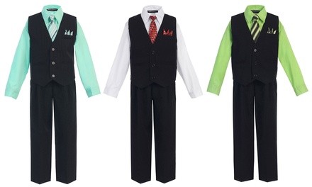 Bello Giovane Boys' Pinstripe 5-Piece Vest Set (8-12)