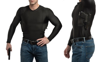 Concealment Clothes Men's Long Sleeve Concealed Carry Holster Undershirt