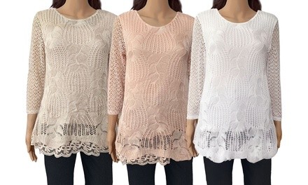 Women's Long Sleeve Lace Blouse