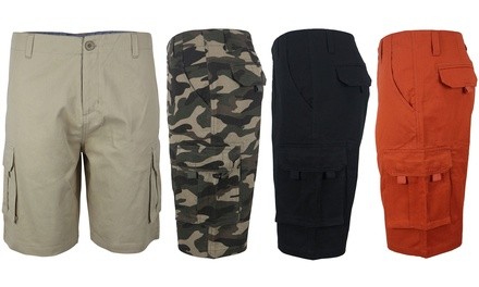 LeeHanTon Men's Solid and Camo Cotton Flat Front Cargo Shorts (30-40)