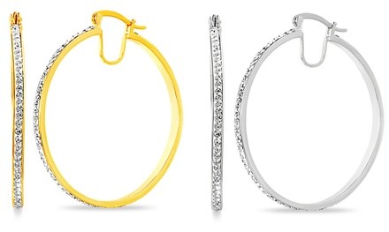 Lesa Michele 40MM Crystal Hoop Earrings