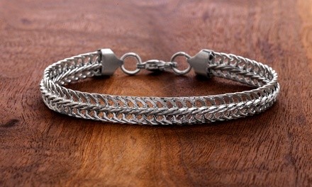 Simply Steel Men's Multi-Row Foxtail Chain Bracelet in Stainless Steel