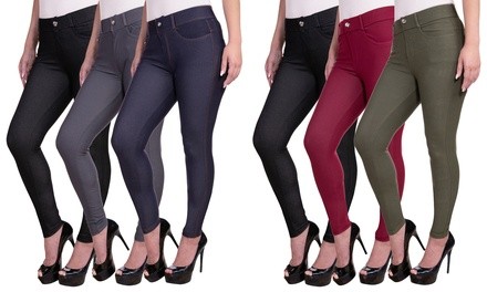 3-Pack Women's 5-Pocket Cotton Blend Stretchy Jeggings. Plus Sizes Available.