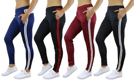 Women's Slim-Fit Moisture-Wicking Striped Track Joggers (S-XL)