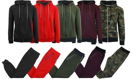 2-Piece Galaxy by Harvic Men's Slim-Fit Tech Fleece Hoodie & Jogger Set (S–2XL)