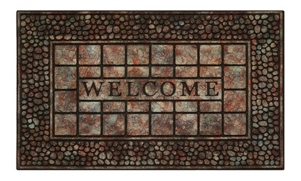 Raised Rubber Welcome Door Mat Pebble Squares  - 18x30