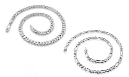 Men's Italian Sterling Silver Figaro or Curb Chain