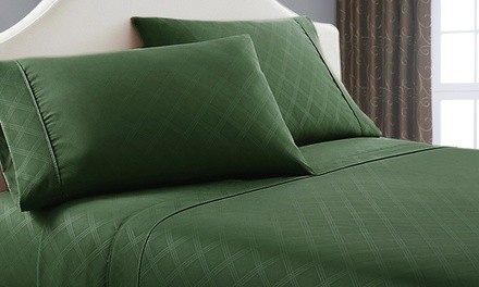 Soft Plaid Embossed Bed Sheet Set