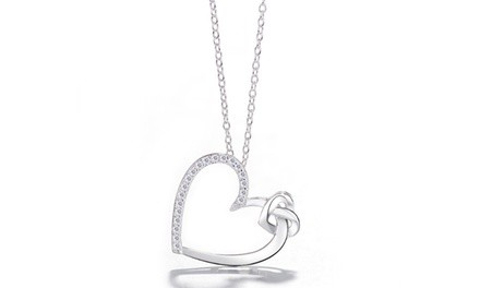 Sterling Silver Heart Necklace Made with Swarovski Elements