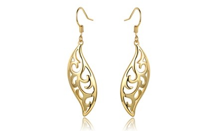 18K Gold Plated Filigree Leaf Earrings by Sevil