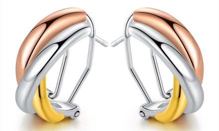 18K Gold Plated Tricolor Clip-On Earrings by Sevil