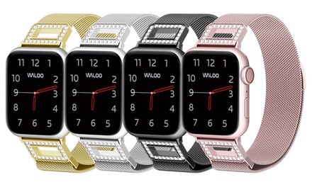 Waloo Diamond Milanese-Loop Stainless Steel Band for Apple Watch Series 1, 2, 3, 4, & 5