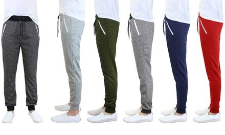 Galaxy by Harvic Men's French Terry Slim-Fit Joggers with Zipper Pockets (3-Pack; M-2XL)