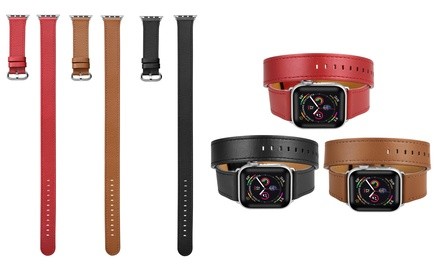 Posh Tech Double-Wrap Leather Band for Apple Watch Series 1, 2, 3, 4, 5