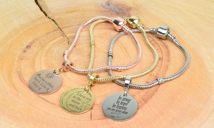 Snake Chain Inspirational Bracelet in Stainless Steel by Pink Box