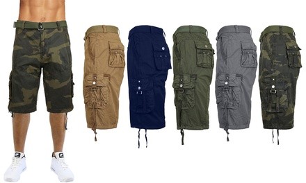 Men's Classic-Fit Tactical Reinforced Belted Cargo Shorts (Size 30–48)