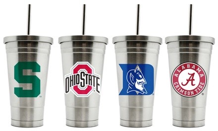 Duckhouse NCAA 16oz. Stainless Steel Thermo Tumbler (Stainless Steel Straw Included)