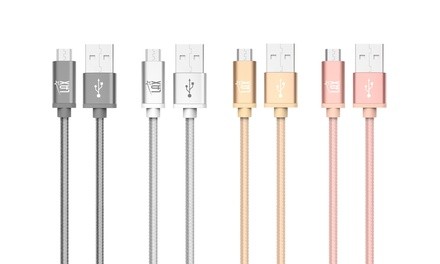 Micro USB Cable 6' Android Braided Charger for Samsung, HTC, LG, and Sony (1-, 2-, or 3-Pack)