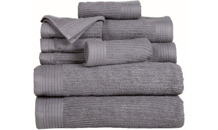 Lavish Home 100% Cotton Ribbed Towel Set (10-Piece)