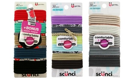 Scunci Comfortable Elastic Ponytail Hair Ties (120- or 135-Pack)