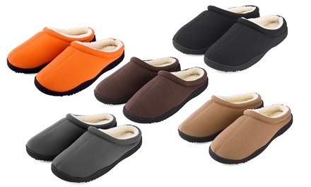 DS Collection Men's Fleece Lined Memory Foam Slippers