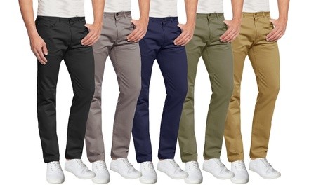 Galaxy by Harvic Men's Slim-Fit Cotton-Stretch Chinos - Multiple Inseams