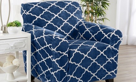 Printed Plush Form-Fitting Slipcover