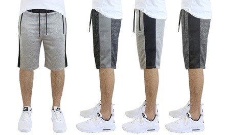 Men's Slim Fit French Terry Shorts with Zipper Pockets (3-Pack)(S-2XL)