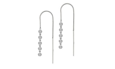 Crystal Drop Threader Earrings Made With Swarovski Elements by Mina Bloom