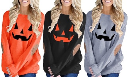 Leo Rosi Women's Halloween Pumpkin Lightweight Top. Plus Sizes Available. 