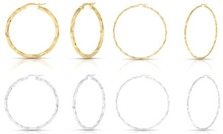 Twisted Polished Hoop Earrings in Sterling Silver by Simply.925