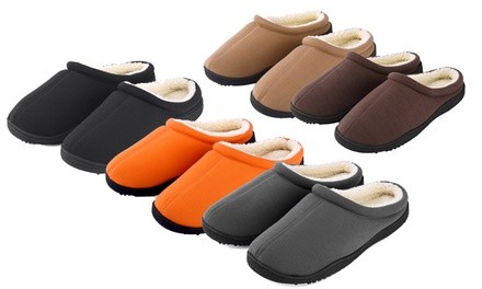 MK Belted Collection Men's Fleece-Lined Memory Foam Slippers 